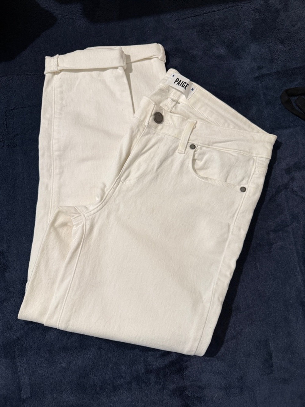 PAIGE White Straight-Leg Denim Jeans